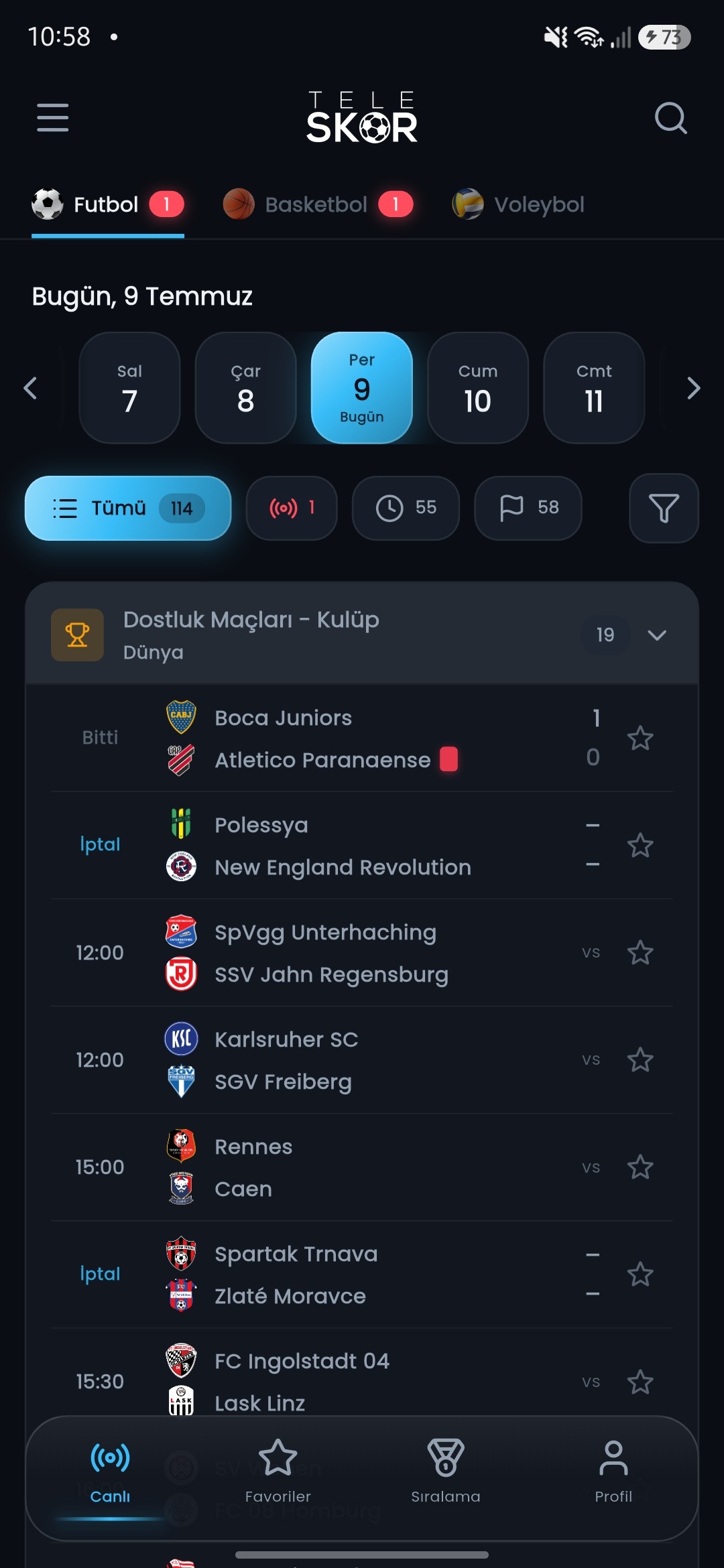 TELE SKOR canlı skor ekranı